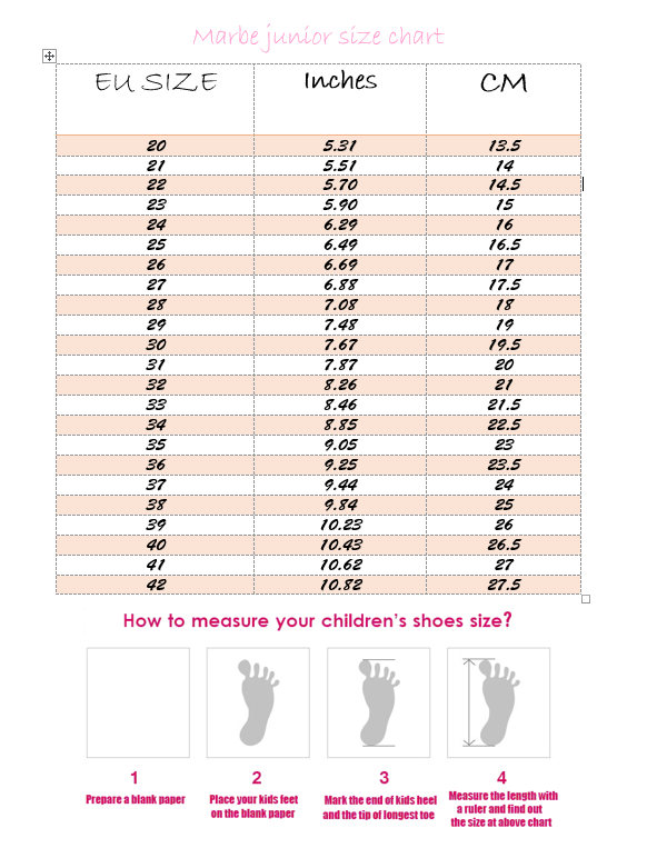 Sandal Size Chart